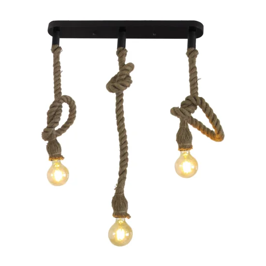 LAMPADA A SOFFITTO 3 LUCI A FUNE BARCA