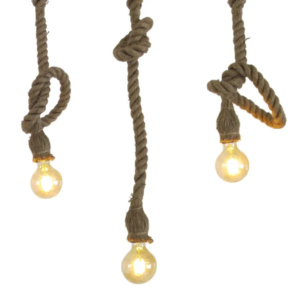 LAMPADA A SOFFITTO 3 LUCI A FUNE BARCA