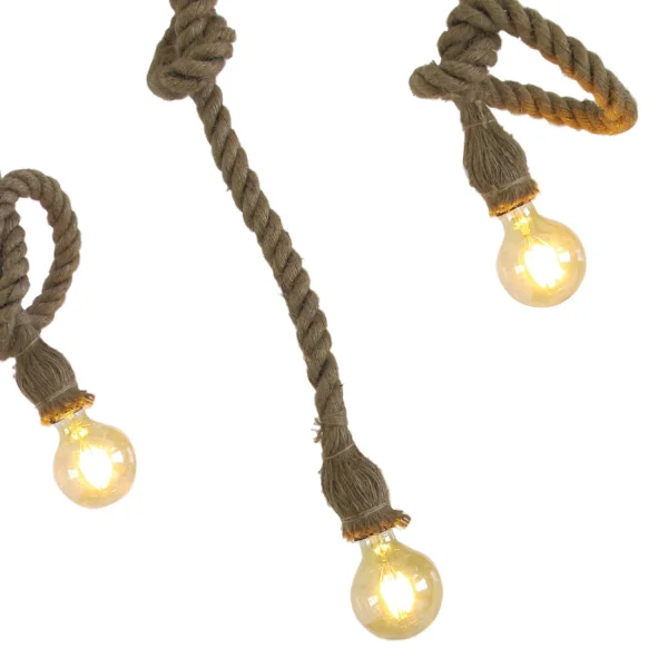 LAMPADA A SOFFITTO 3 LUCI A FUNE BARCA