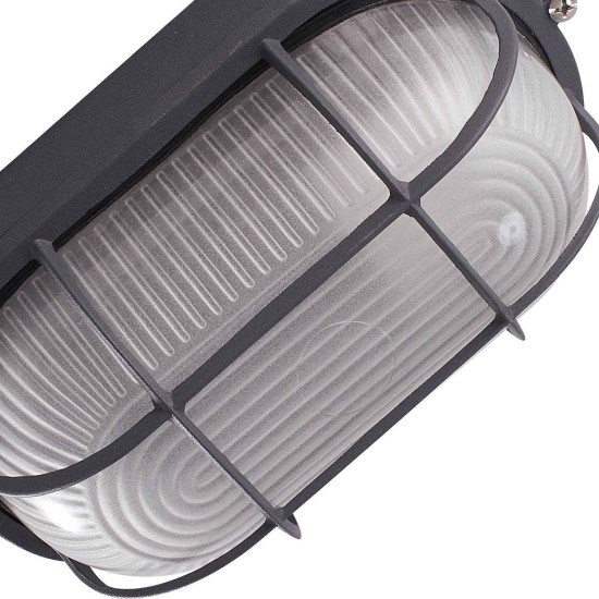 LAMPADA A PARETE ESTERNA GRIGLIA ANTRACITE OVALE 2