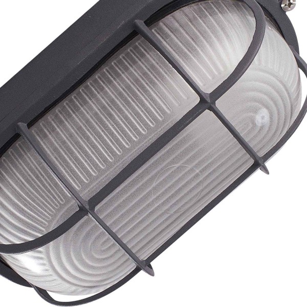 LAMPADA A PARETE ESTERNA GRIGLIA ANTRACITE OVALE