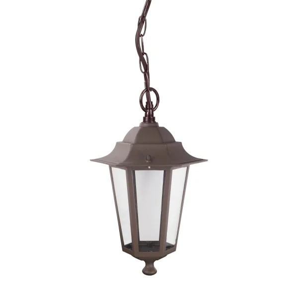 LAMPADA A SOSPENSIONE ESTERNA RUGGINE MARRONE ESAGONALE