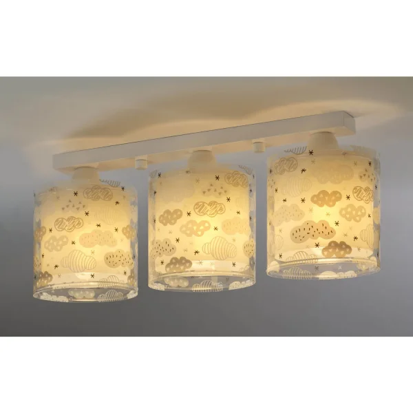 SOFFITTO PER BAMBINI 3 LUCI NUVOLOSE GRIGIE
