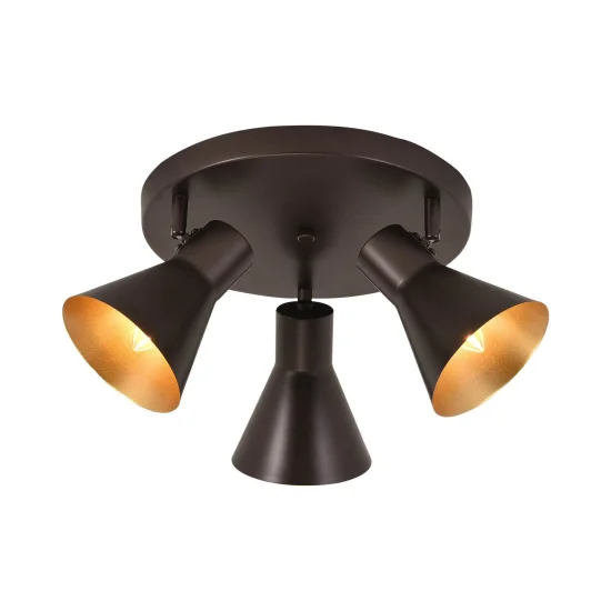 SOFFITTO DECORATIVO 3 LUCI CLARENCE MARRONE