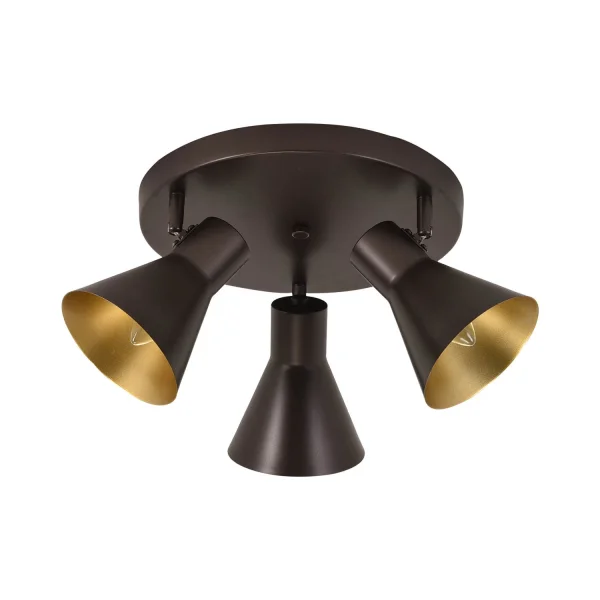 SOFFITTO DECORATIVO 3 LUCI CLARENCE MARRONE