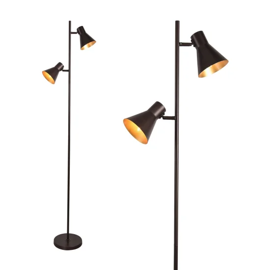 LAMPADA DA TERRA DECORATIVA 2 LUCI CLARENCE MARRONI