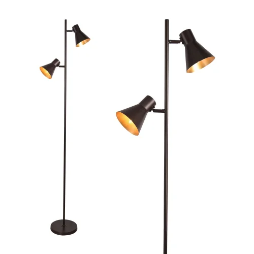 LAMPADA DA TERRA DECORATIVA 2 LUCI CLARENCE MARRONI