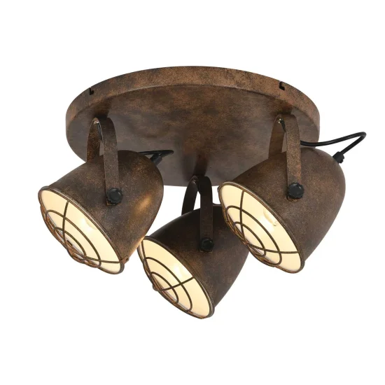 SOFFITTO DECORATIVO 3 LUCI DI STOCCARDA MARRONE RUGGINE