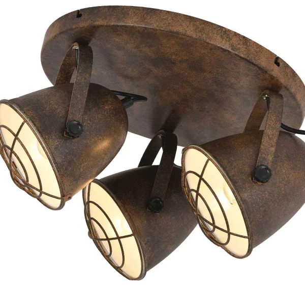 SOFFITTO DECORATIVO 3 LUCI DI STOCCARDA MARRONE RUGGINE