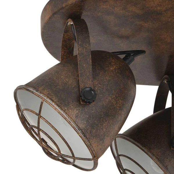 SOFFITTO DECORATIVO 3 LUCI DI STOCCARDA MARRONE RUGGINE