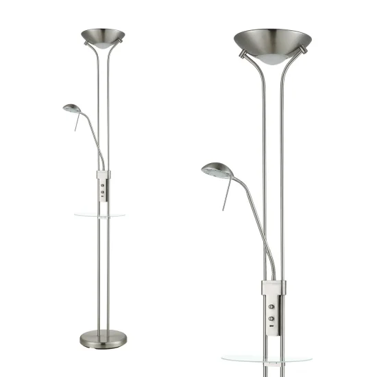 LAMPADARIO DA TERRA LED AYMERICK 19W+5W 3000K USB NICKEL 2