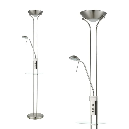 LAMPADARIO DA TERRA LED AYMERICK 19W+5W 3000K USB NICKEL