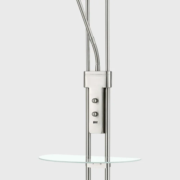 LAMPADARIO DA TERRA LED AYMERICK 19W+5W 3000K USB NICKEL