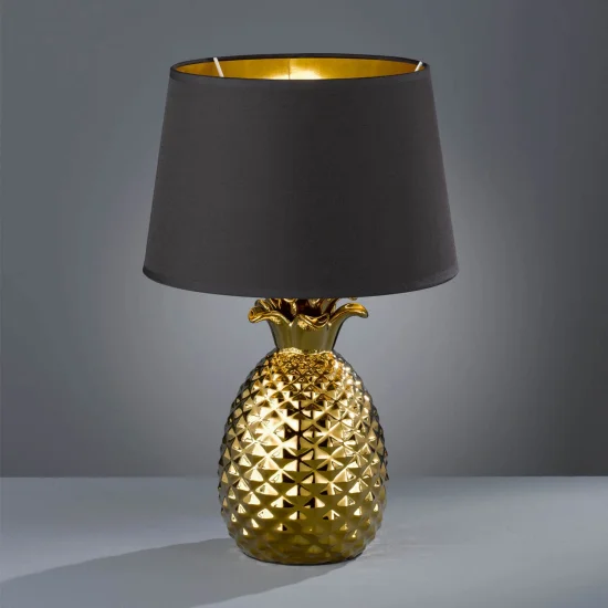 LAMPADA DA TAVOLO ANANAS ORO CERAMICO 43CM 2