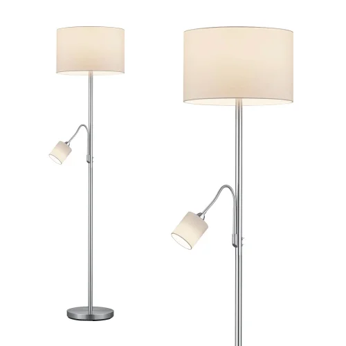 LAMPADA DA TERRA BROOME C/FLEXO SCHERMO BIANCO IN METALLO