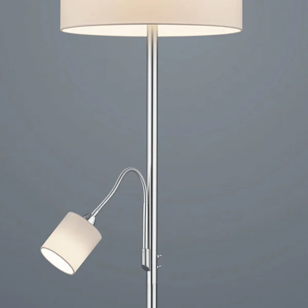 LAMPADA DA TERRA BROOME C/FLEXO SCHERMO BIANCO IN METALLO