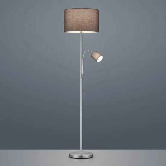LAMPADA DA TERRA BROOME C/FLEXO METALLO GRIGIO SCHERMO 2