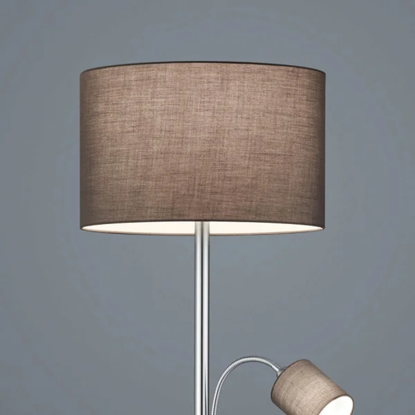 LAMPADA DA TERRA BROOME C/FLEXO METALLO GRIGIO SCHERMO