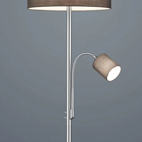 LAMPADA DA TERRA BROOME C/FLEXO METALLO GRIGIO SCHERMO
