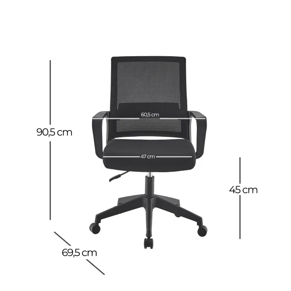 SEDIA SCRIVANIA ACTON NERO