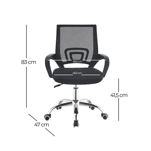 SEDIA SCRIVANIA AETHELRED NERO CROMATO