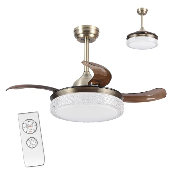 VENTILATORE A SOFFITTO A LED KINGSTON 4P PIEGHEVOLE IN PELLE REGOLABILE