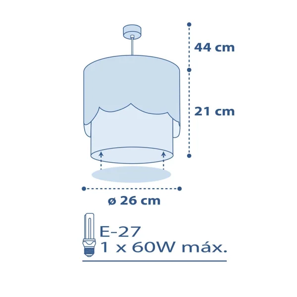 LUNA BLU E27 LAMPADA A SOSPENSIONE PER BAMBINI