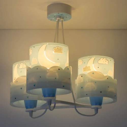 LAMPADA PER BAMBINI 3 LUCI LUNARI E27 BLU