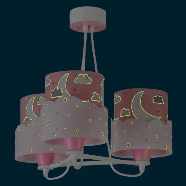 LAMPADA PER BAMBINI 3 LUCI LUNARI E27 ROSA