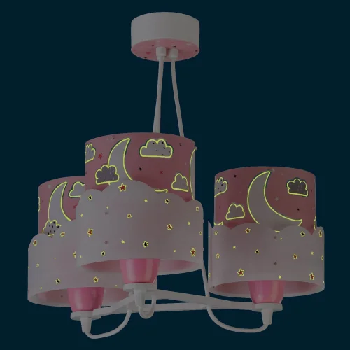 LAMPADA PER BAMBINI 3 LUCI LUNARI E27 ROSA