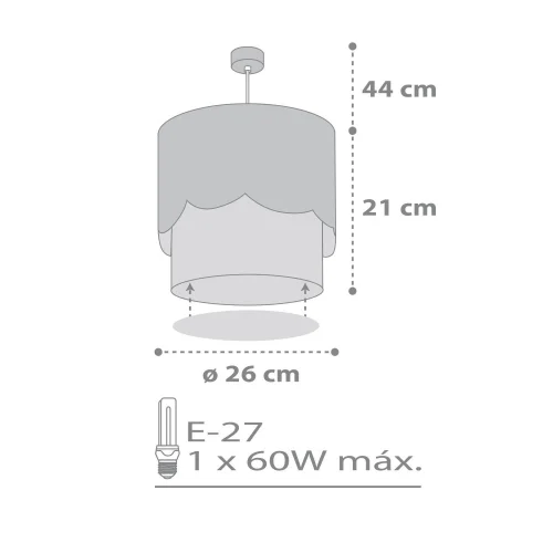 LAMPADA A SOSPENSIONE LUNA E27 GRIGIO