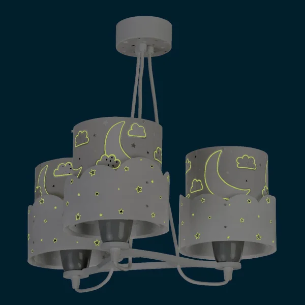 LAMPADA PER BAMBINI 3 LUCI LUNARI E27 GRIGIO