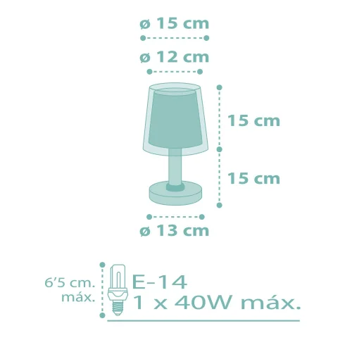 LAMPADA DA TAVOLO PER BAMBINI FIORI DA SOGNO E14 VERDE