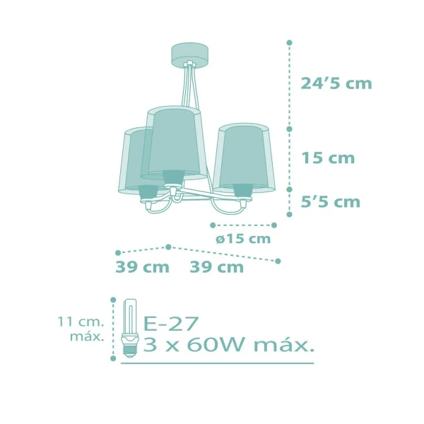 LAMPADA PER BAMBINI 3 LUCI SOGNO FIORI E27 VERDE