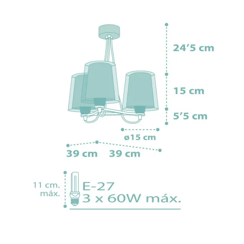 LAMPADA PER BAMBINI 3 LUCI SOGNO FIORI E27 VERDE