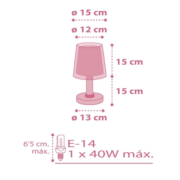 LAMPADA DA TAVOLO PER BAMBINI FIORI DA SOGNO E14 ROSA