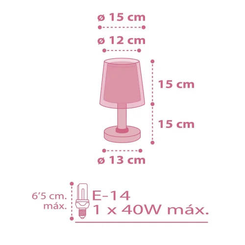 LAMPADA DA TAVOLO PER BAMBINI FIORI DA SOGNO E14 ROSA