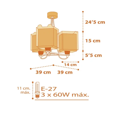 LAMPADA PER BAMBINI 3 PICCOLE LUCI TIGRE E27