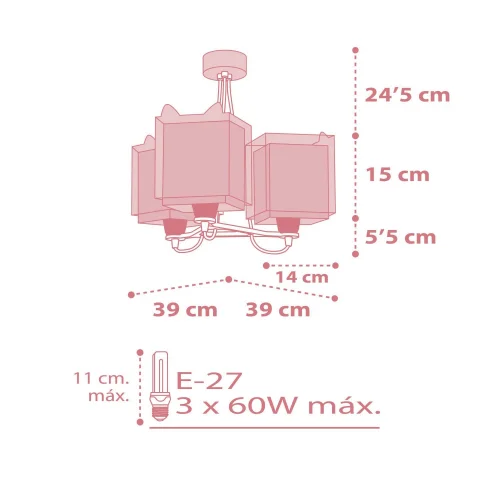 LAMPADA PER BAMBINI 3 LUCI PICCOLA VOLPE E27