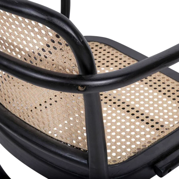 SEDIA HANNAH CON BRACCIOLI IN LEGNO NERO RATTAN SEDIA HANNAH CON BRACCIOLI IN LEGNO NERO RATTAN