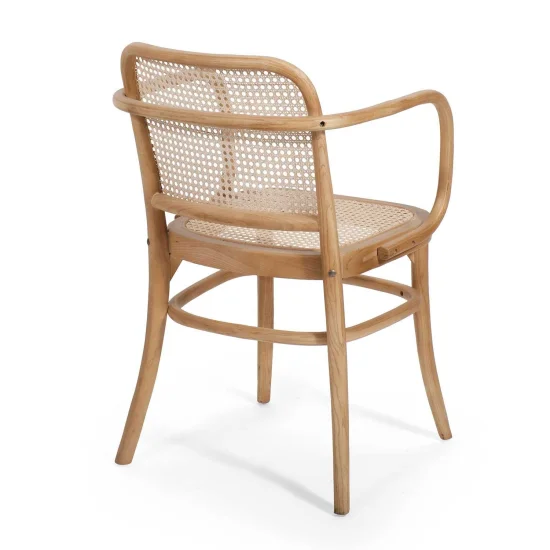 SEDIA HANNAH CON BRACCIOLI IN LEGNO NATURALE RATTAN 2