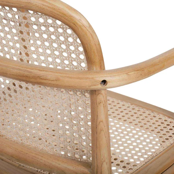 SEDIA HANNAH CON BRACCIOLI IN LEGNO NATURALE RATTAN