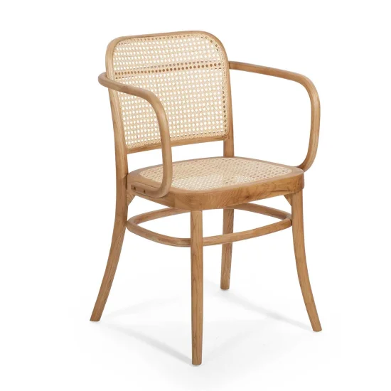 SEDIA HANNAH CON BRACCIOLI IN LEGNO NATURALE RATTAN