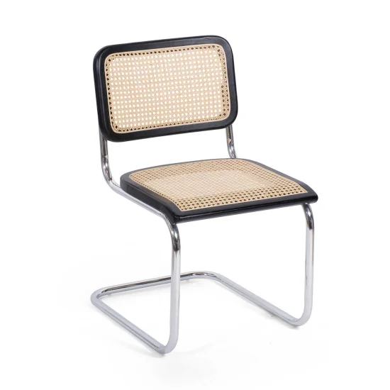 SEDIA WEBSTER NERO RATTAN NATURALE