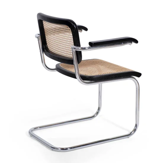 SEDIA WEBSTER CON BRACCIOLI NERI IN RATTAN NATURALE 2