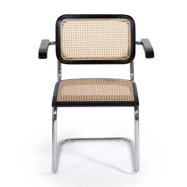 SEDIA WEBSTER CON BRACCIOLI NERI IN RATTAN NATURALE SEDIA WEBSTER CON BRACCIOLI NERI IN RATTAN NATURALE