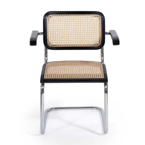 SEDIA WEBSTER CON BRACCIOLI NERI IN RATTAN NATURALE SEDIA WEBSTER CON BRACCIOLI NERI IN RATTAN NATURALE