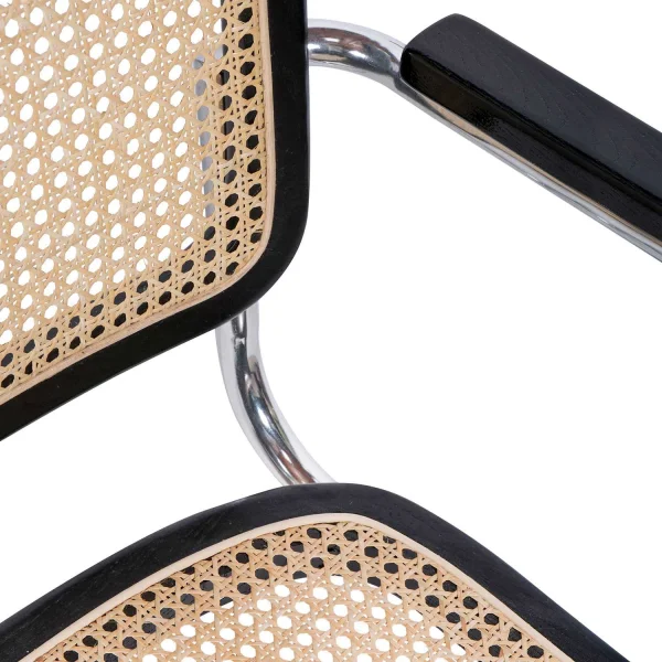 SEDIA WEBSTER CON BRACCIOLI NERI IN RATTAN NATURALE SEDIA WEBSTER CON BRACCIOLI NERI IN RATTAN NATURALE