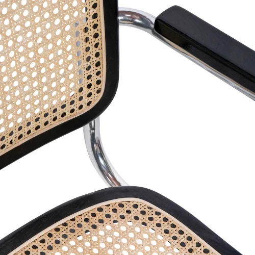 SEDIA WEBSTER CON BRACCIOLI NERI IN RATTAN NATURALE SEDIA WEBSTER CON BRACCIOLI NERI IN RATTAN NATURALE