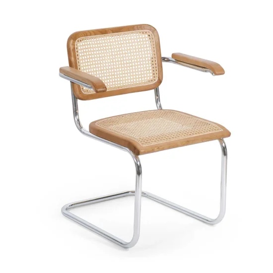 SEDIA WEBSTER CON BRACCIOLI IN RATTAN NATURALE